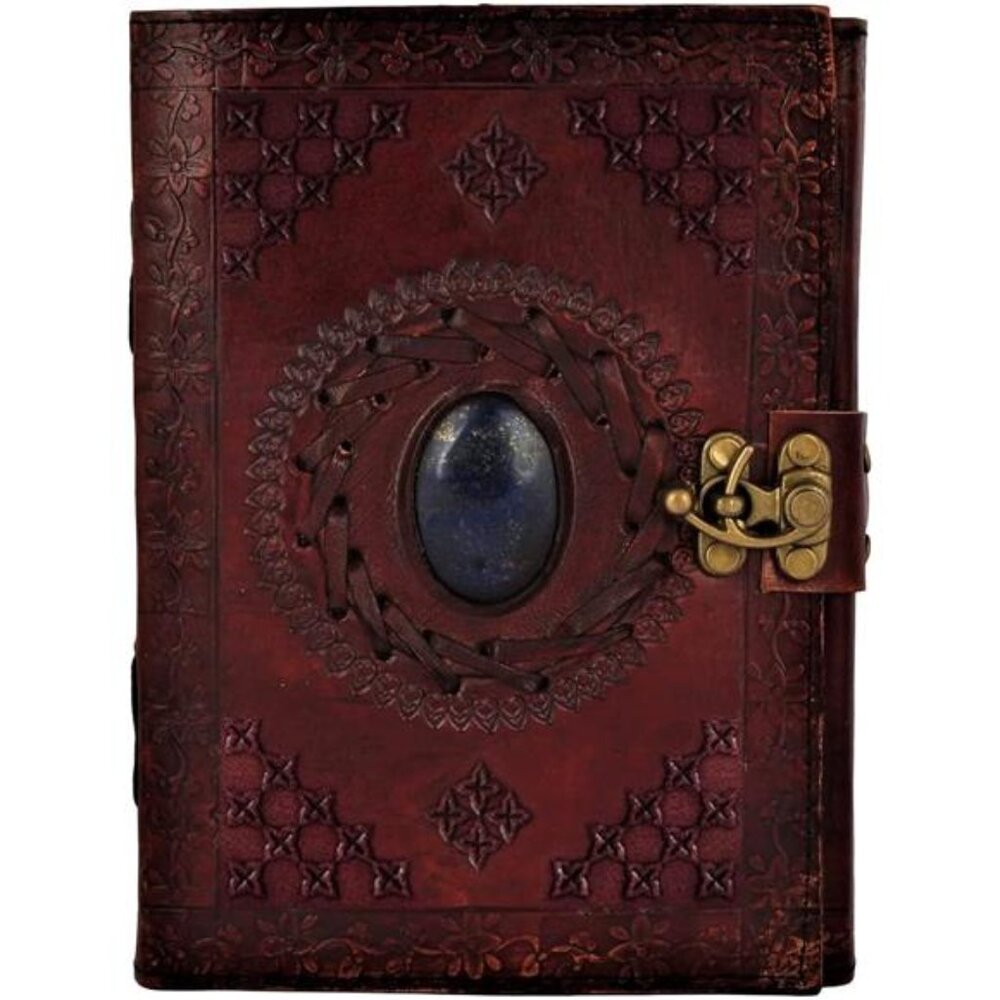 Leather Bound Journal for Men Women with Semi-Precious Stone & Buckle Closure